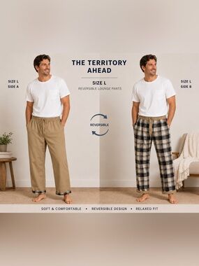The Territory Ahead Reversible 100%cotton Casual Pants Men’s/Tan Relaxed Fit/L
